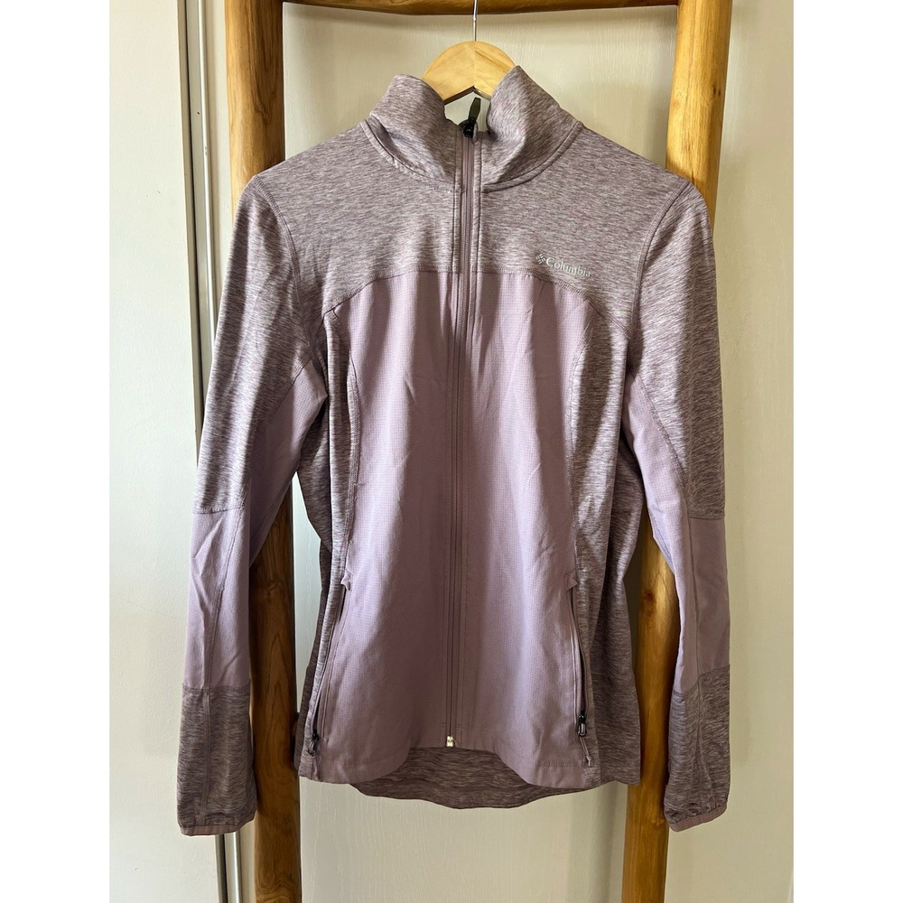 Columbia Women's Purple Track Jacket M Full Zip Zipped Pockets Polyester